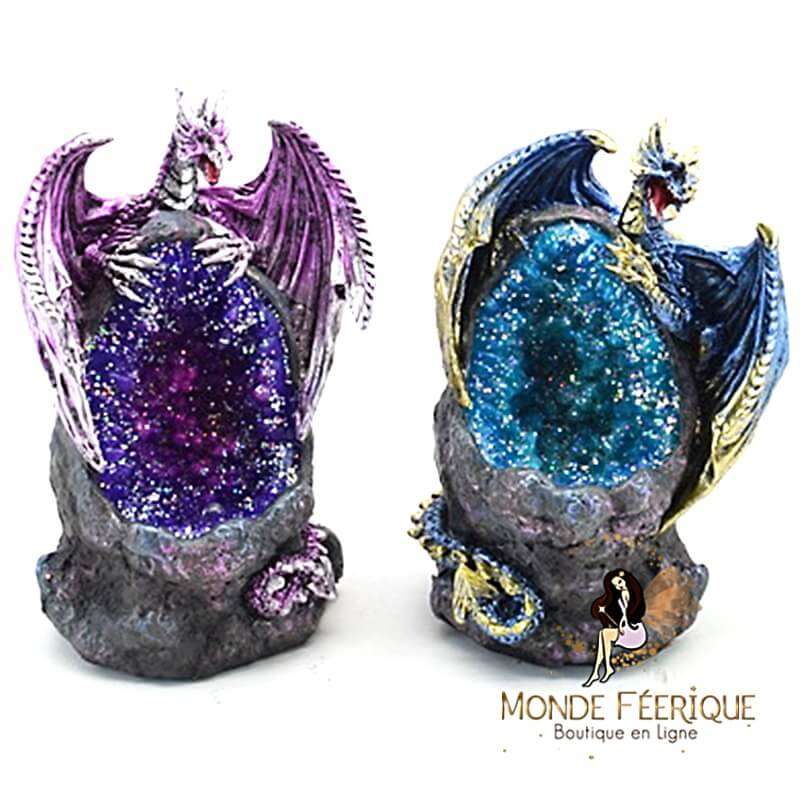 2 Figurines de Dragons Lumineux avec Roche