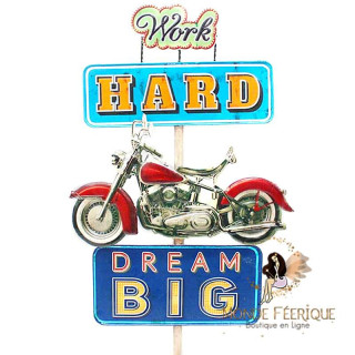 Enseigne retro Moto USA Vintage grand format