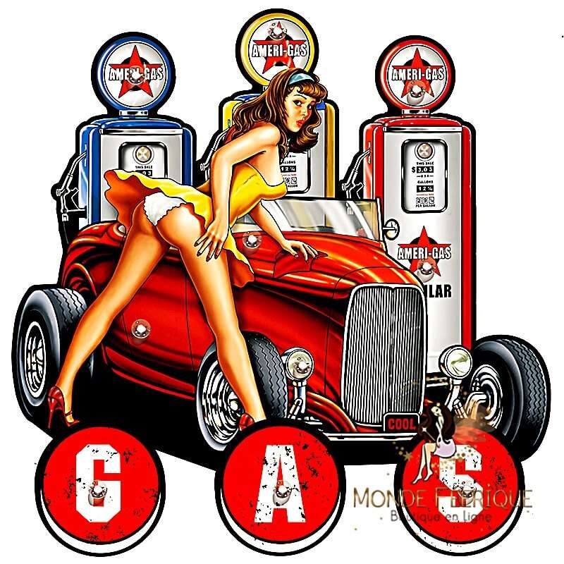 Plaque Vintage PIN UP GAS XL LED