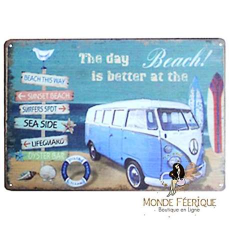 Plaque Vintage Vacance Beach