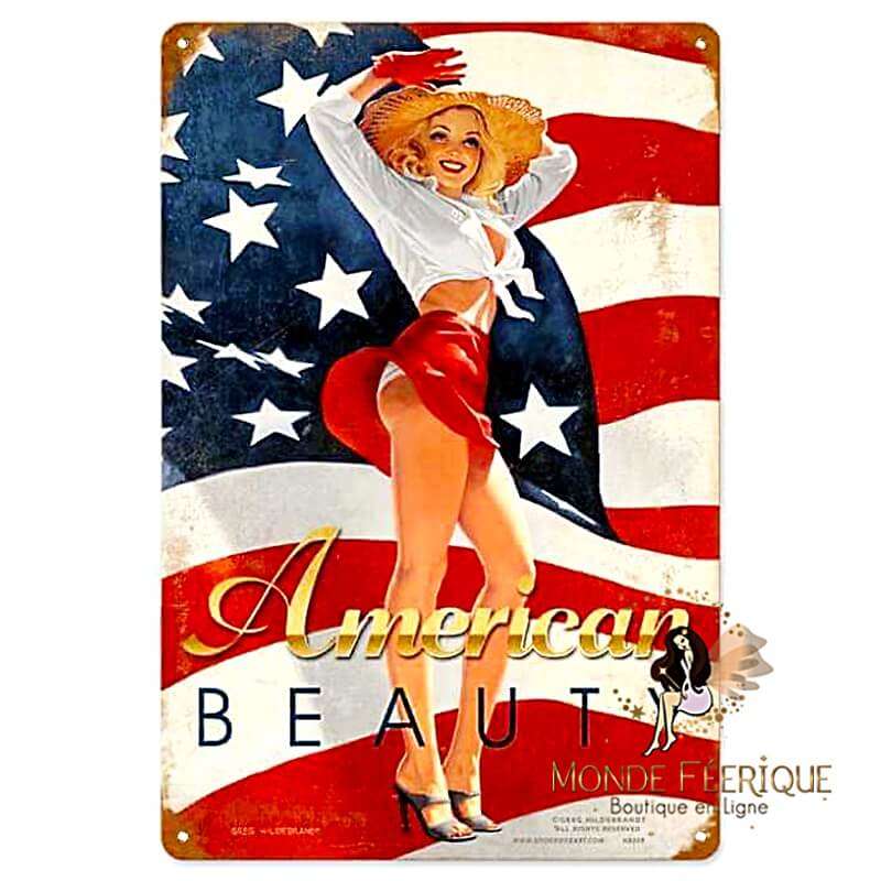 Plaque Déco Vintage American Beauty -- 20x30cm
