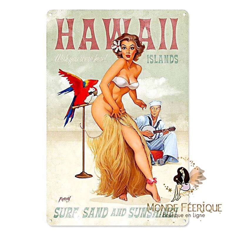 Plaque Décoration Vintage Hawai Affiche Publicitaire -- 20x30cm