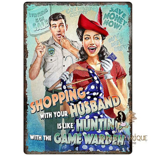 plaque publicitaire vintage retro americain USA couple 