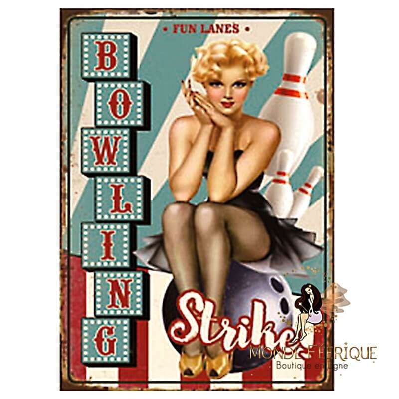 Plaque Vintage Bowling Strike