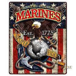 Plaque Métal Décoration Marines USA -- 20x30cm