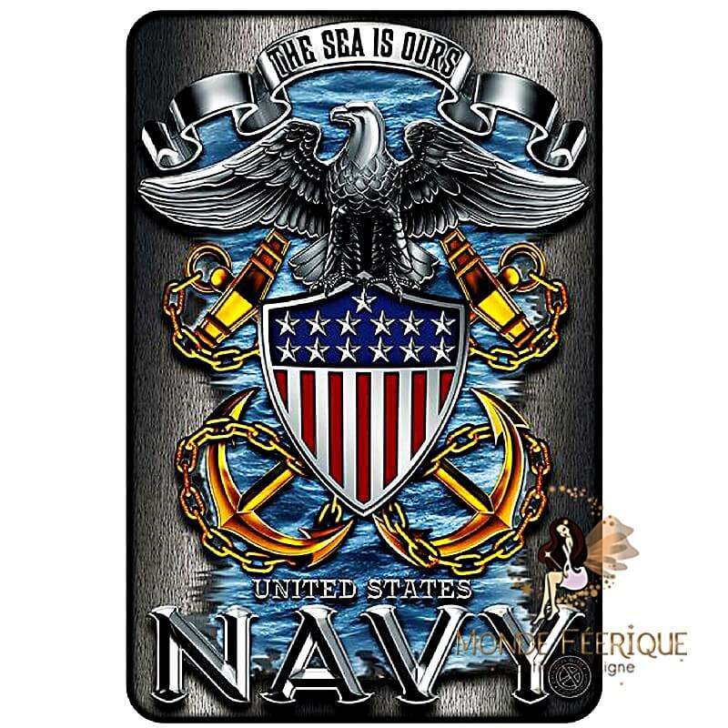 Plaque Métal Décoration Navy USA -- 20x30cm