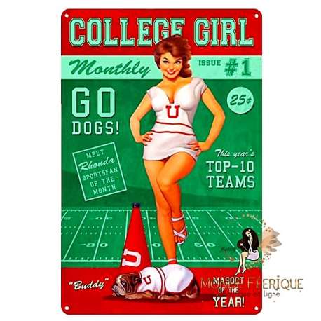 Plaque DECORATION vintage "College Girl"