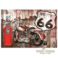 Plaque Vintage Biker Rouge Route 66