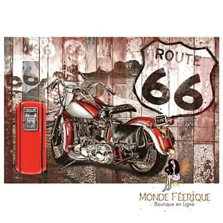 Plaque Vintage Biker Rouge Route 66