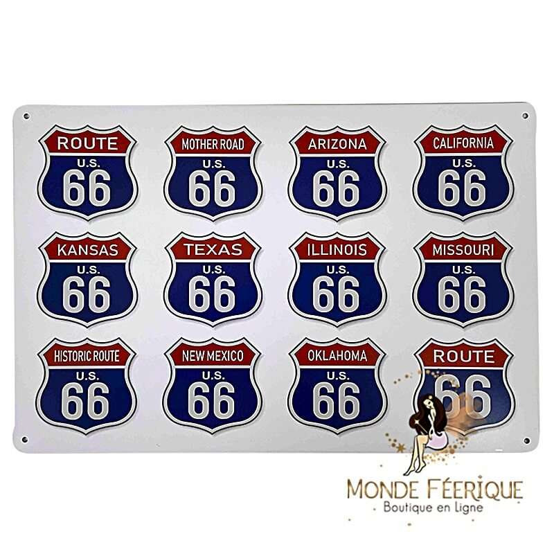 Plaque Rétro route 66 --20x30cm