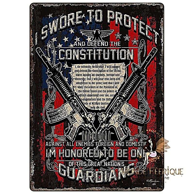 Plaque Rétro Constitution Américaine -- 20x30cm