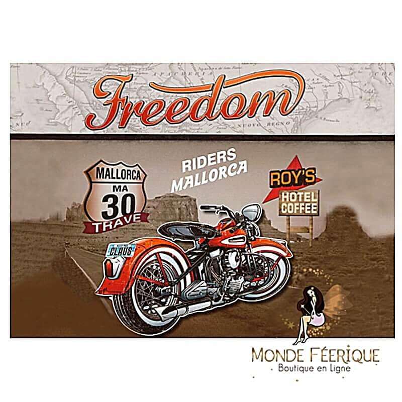 Plaque Rétro MOTO freedom--20x30cm