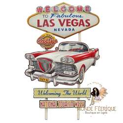 Plaque Métal Las Vegas USA 78cm