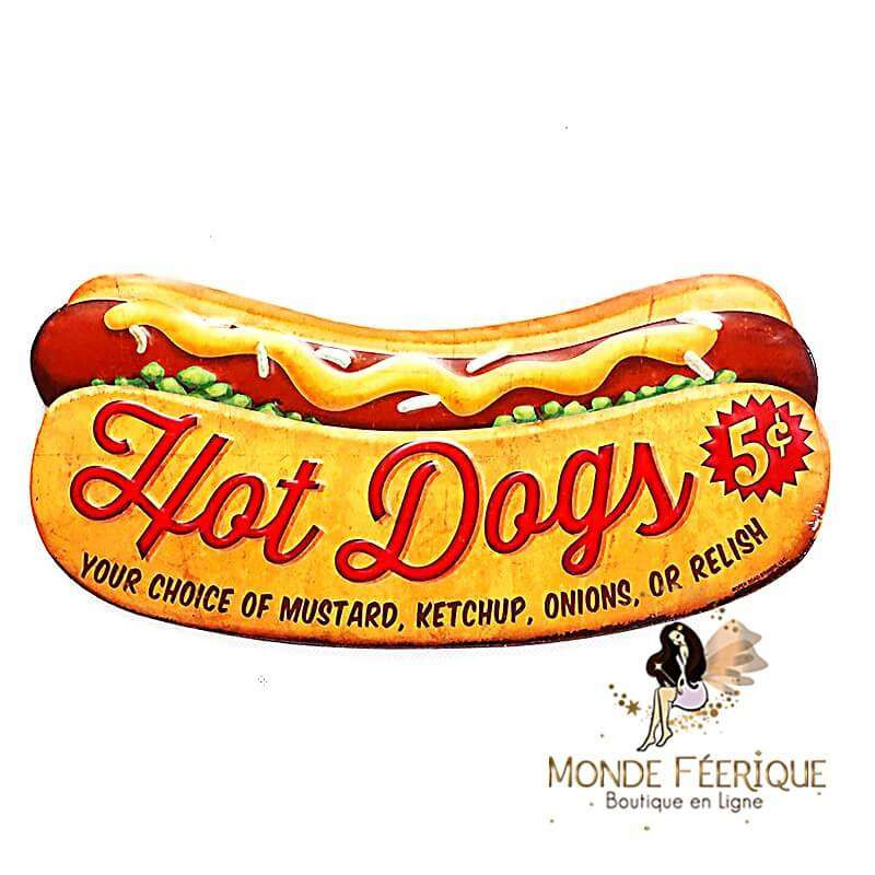  Plaque Déco Hot Dog.