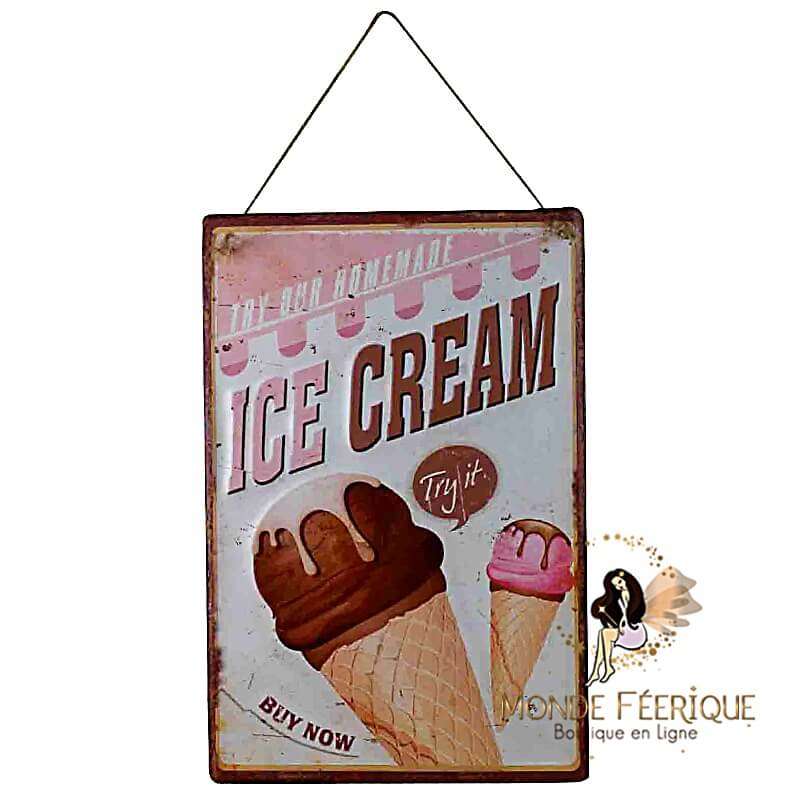 Plaque Rétro ice cream -- 30x40cm