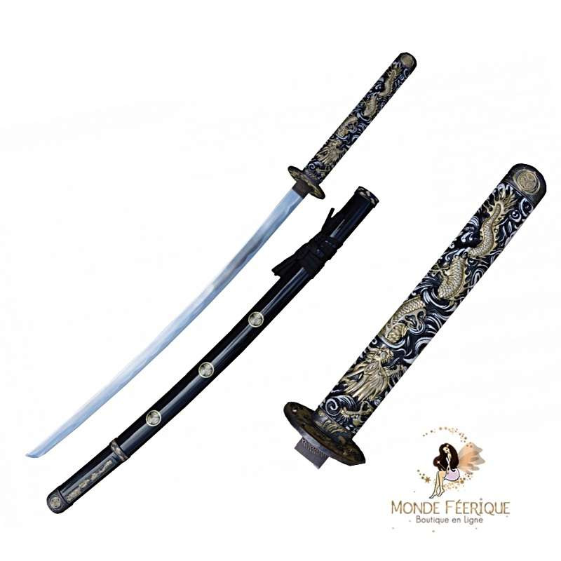 Katana Décoré Blue Or - 102cm