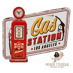 Plaque Vintage Gas Station - 32cm
