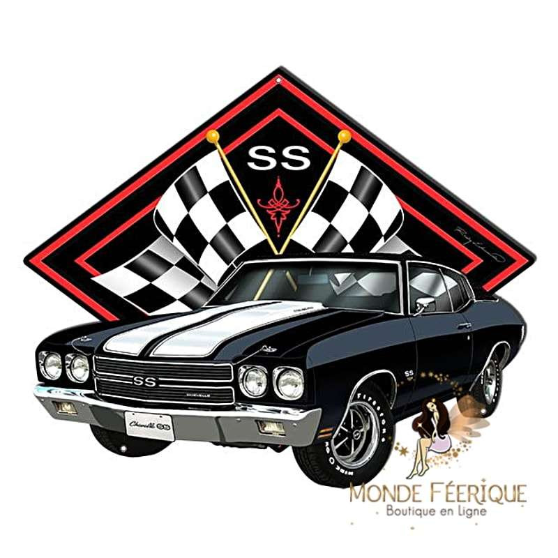 Plaque Murale Vintage Voiture USA Black