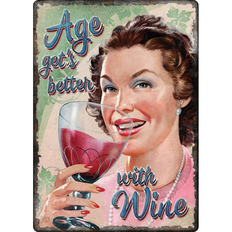 Plaque Métal Vintage Pub Vins -- 20x30cm