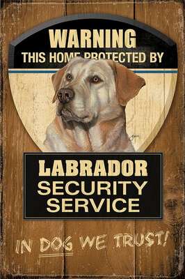 Plaque Vintage Sécurité Labrador 2 -- 20x30cm
