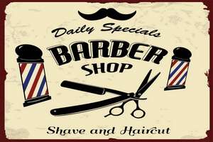 Plaque Vintage Barber Shop Old School