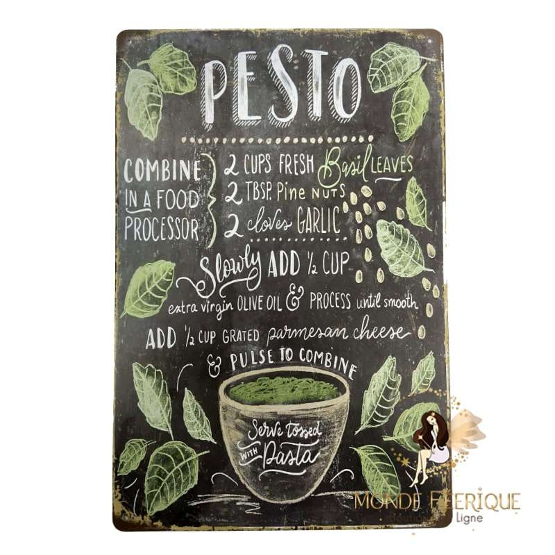 Plaque Vintage Pesto Cuisine -- 20x30cm