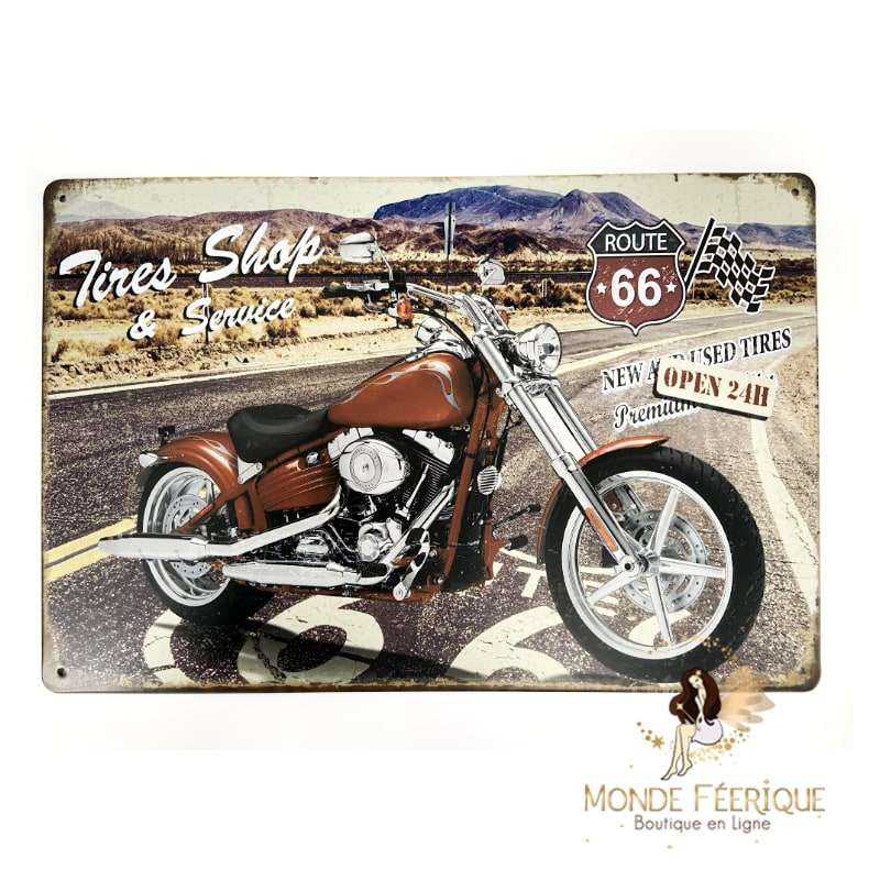 Plaque Vintage Biker 66  -- 20x30cm