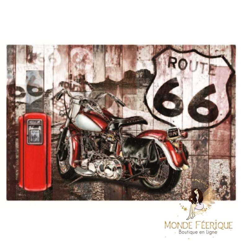 Plaque Vintage Motos on The Road -- 20x30cm