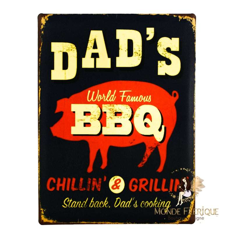 Plaque Vintage Dad BBQ -- 20x30cm