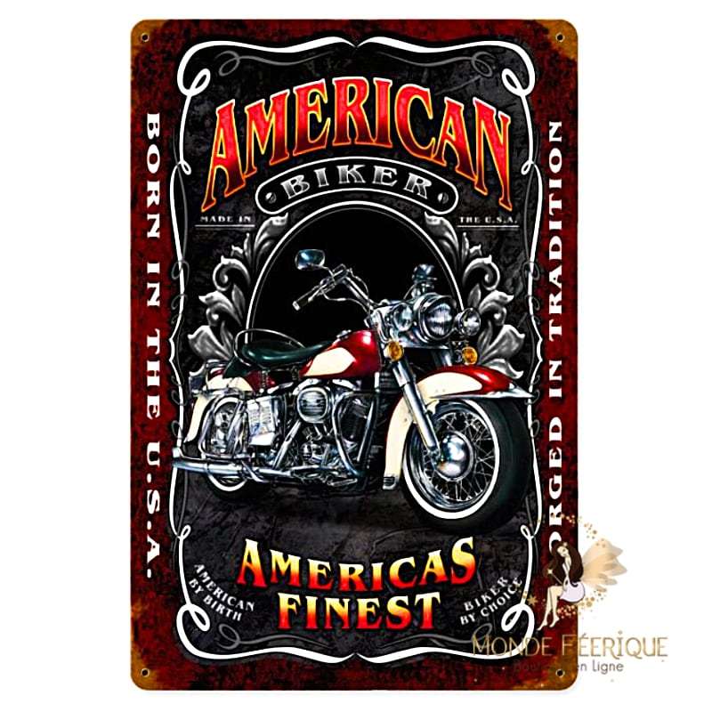 Plaque Vintage American Biker -- 20x30cm