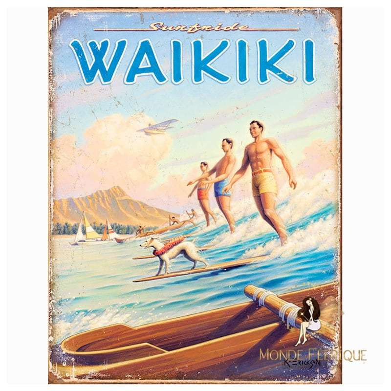 Plaque Vintage  HAWAI ET surf