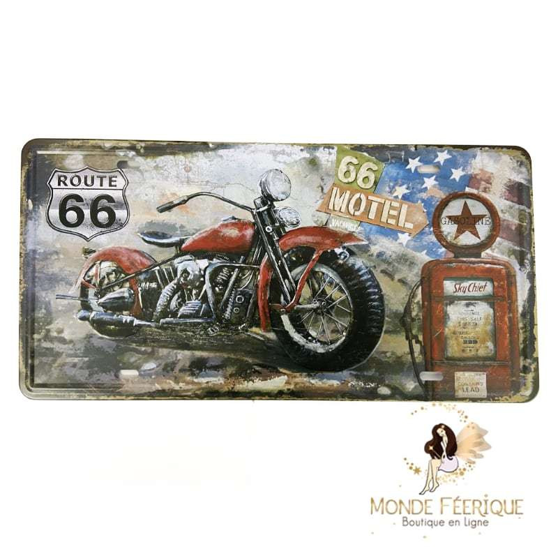 PLAQUE ANCIENNE MOTO ROUTE 66