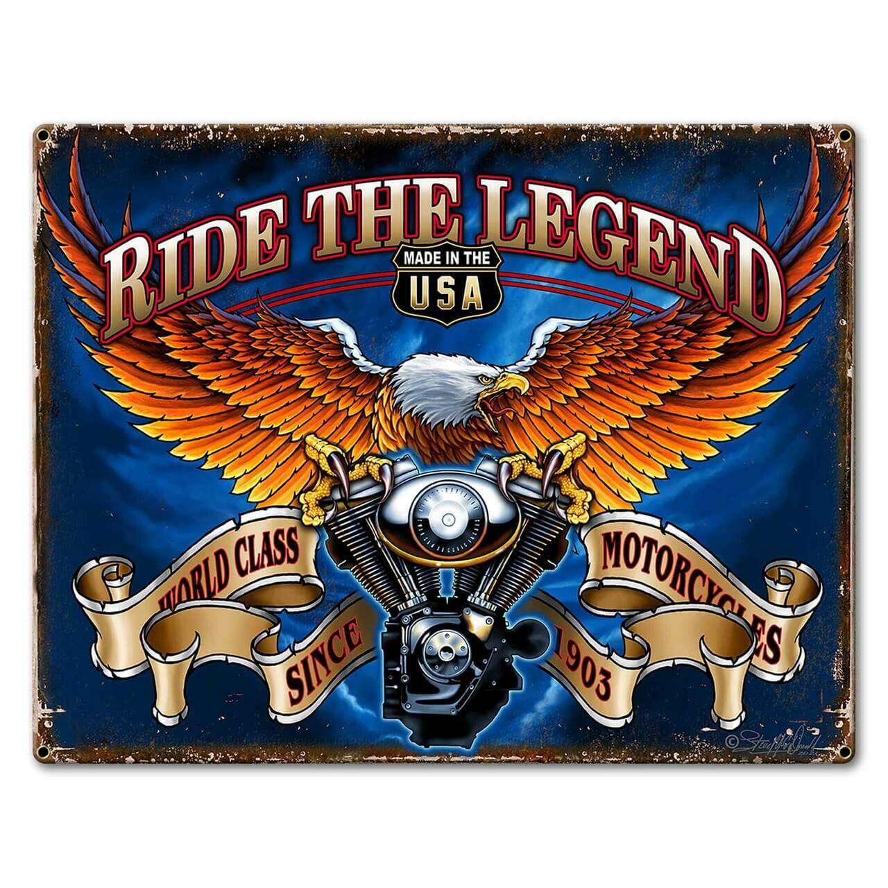 Plaque Vintage Ride of Legend -- 20x30cm