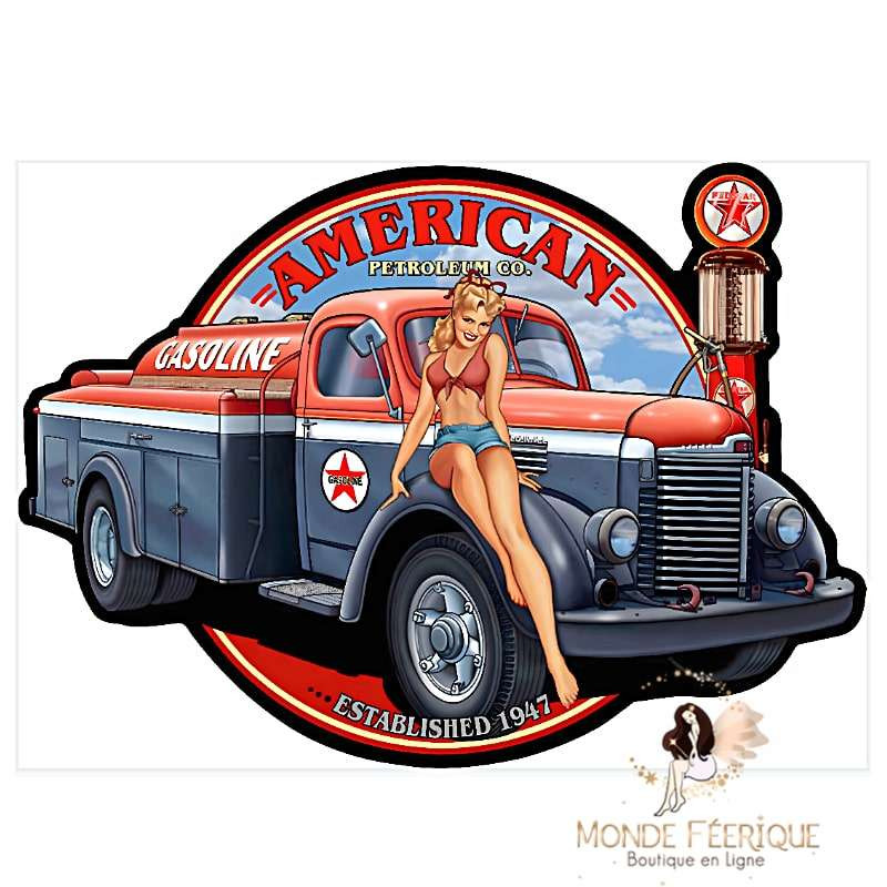 Plaque Décoration USA Petrolum 40CM