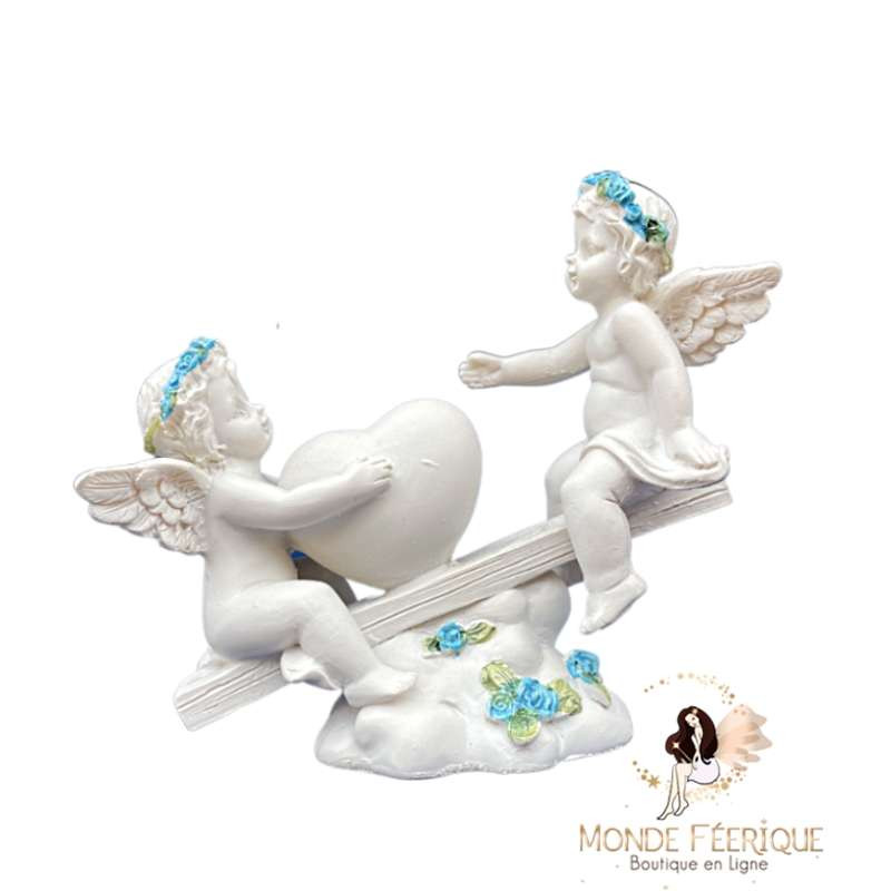 Statuette Ange Balançoire Bleu