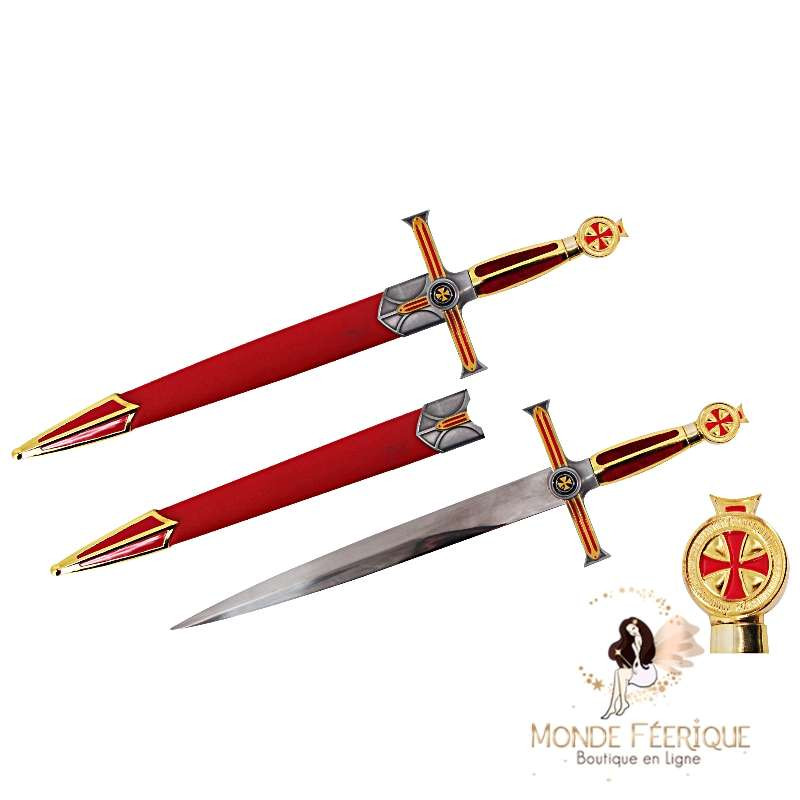 Dague Templiers Rouge Or