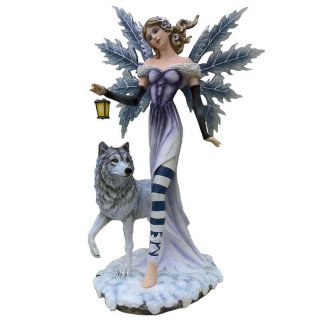 Statuette Fee Geante avec Loups 56cm