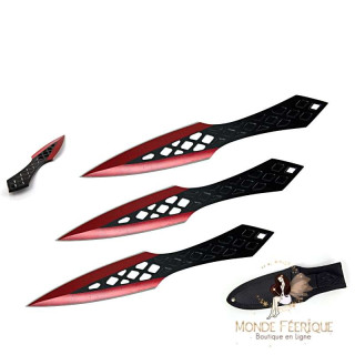 Set 3 Kunais Rouge et Noir