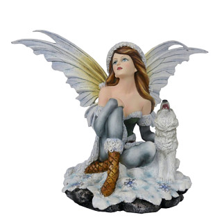 Statue Fée Géante et Loups "Inspirée" -- 43cm