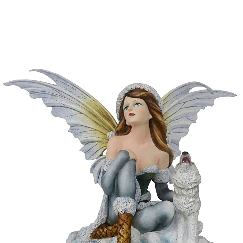 Statue Fée Géante et Loups "Inspirée" -- 43cm