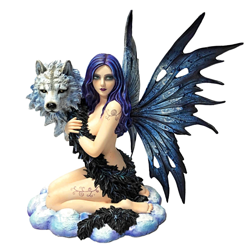 Statuette Fee Geante Pouvoir des Loups -- 34cm
