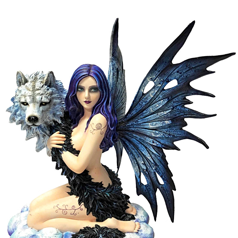 Statuette Fee Geante Pouvoir des Loups -- 34cm