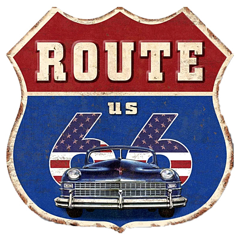 Plaque Métal Lumineux Ecusson Road66 Route66