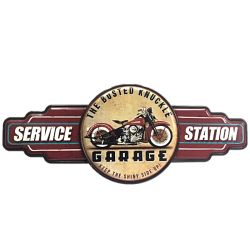 Plaque Metal Station Service Moto 73cm