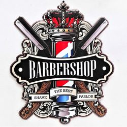 Plaque Métal Barbier Barber Shop 45cm