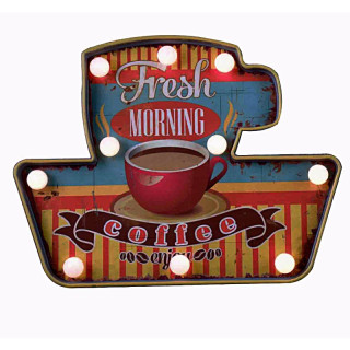 Plaque Métal Lumineuse "Morning Café"