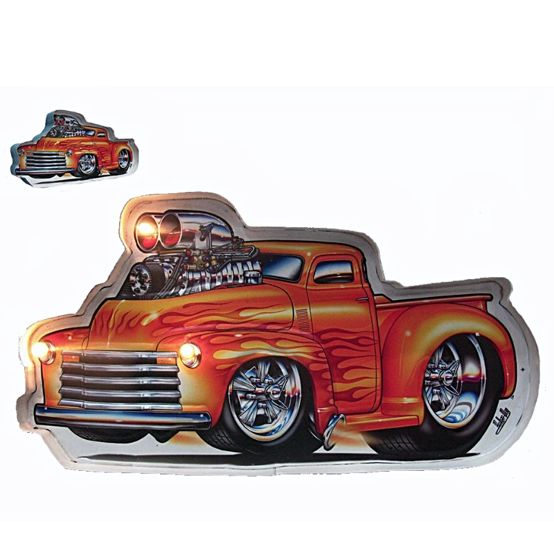 Plaque Metal Led Pompiers Usa 50cm