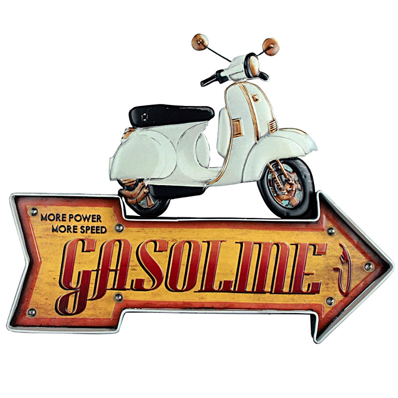 Plaque Metal LED Scooter Vintage 48cm