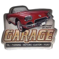 Plaque Metal LED Garage Auto 38cm