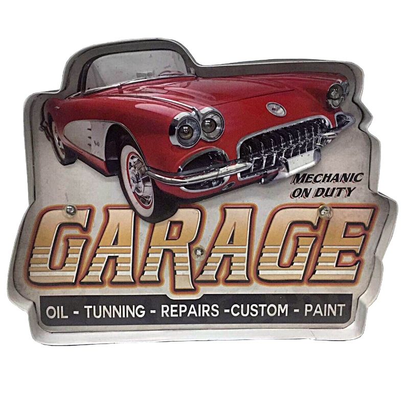 Plaque decorative Mural garage auto -deco vintage maison voiture auto